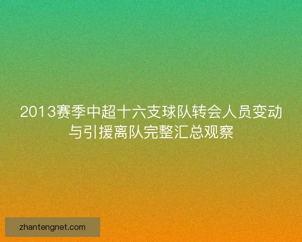 2013赛季中超十六支球队转会人员变动与引援离队完整汇总观察